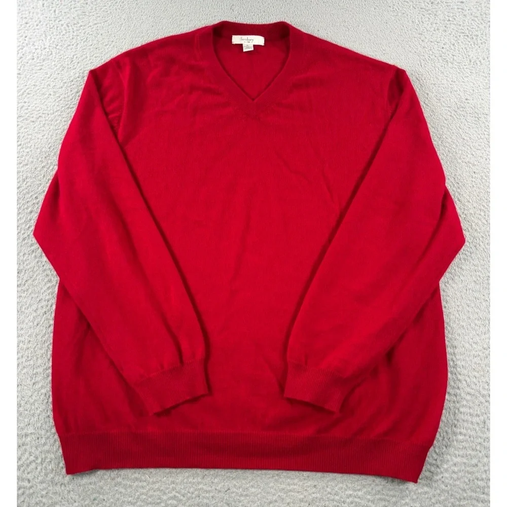 Turnbury Cashmere Sweater Men's XL Red Knit Long Sleeve‎ Neck Pullover Casual